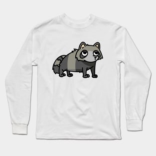 cute grey tanuki raccoon design Long Sleeve T-Shirt